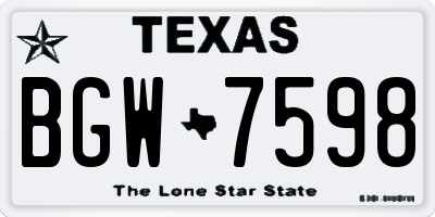 TX license plate BGW7598