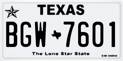 TX license plate BGW7601