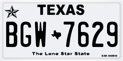 TX license plate BGW7629