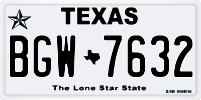 TX license plate BGW7632