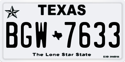 TX license plate BGW7633