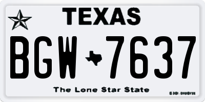 TX license plate BGW7637