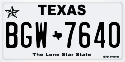 TX license plate BGW7640