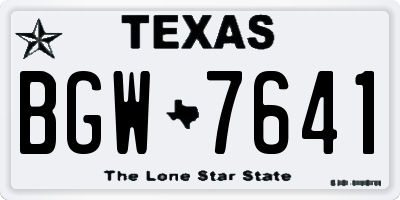 TX license plate BGW7641