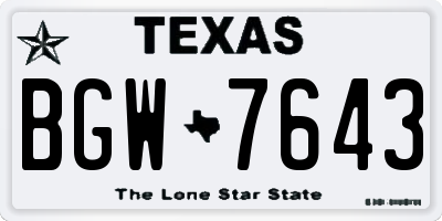 TX license plate BGW7643