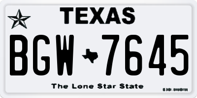 TX license plate BGW7645