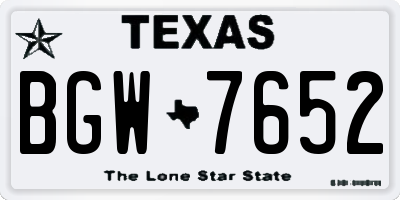TX license plate BGW7652