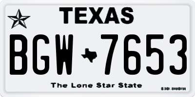 TX license plate BGW7653