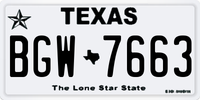 TX license plate BGW7663