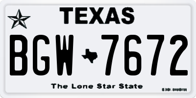 TX license plate BGW7672