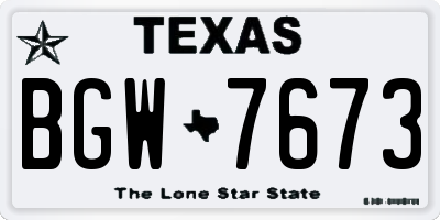 TX license plate BGW7673
