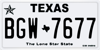TX license plate BGW7677