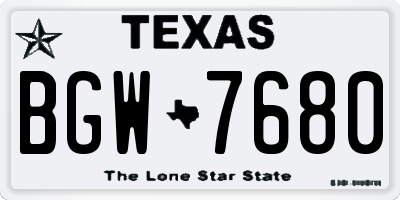 TX license plate BGW7680