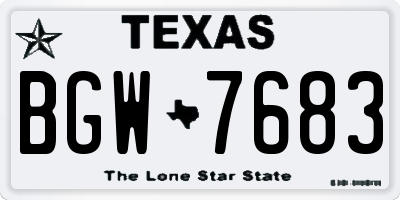 TX license plate BGW7683
