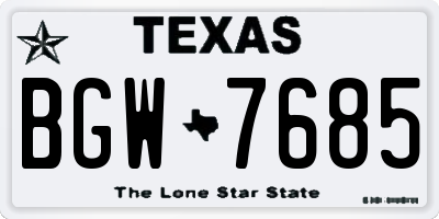 TX license plate BGW7685
