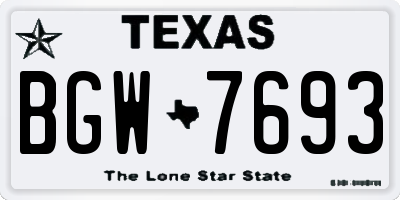 TX license plate BGW7693
