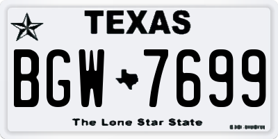 TX license plate BGW7699