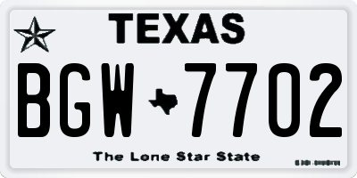 TX license plate BGW7702