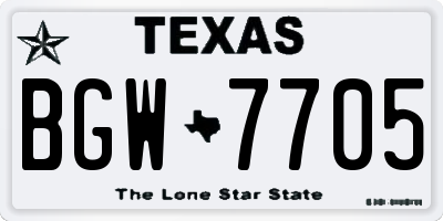 TX license plate BGW7705