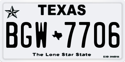 TX license plate BGW7706