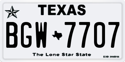 TX license plate BGW7707
