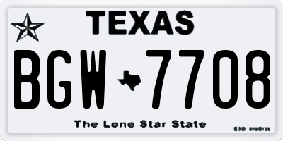 TX license plate BGW7708