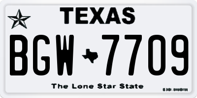TX license plate BGW7709