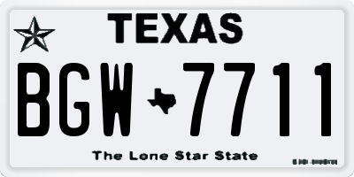 TX license plate BGW7711