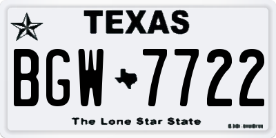 TX license plate BGW7722