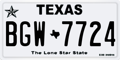 TX license plate BGW7724