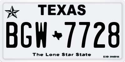 TX license plate BGW7728