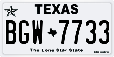 TX license plate BGW7733