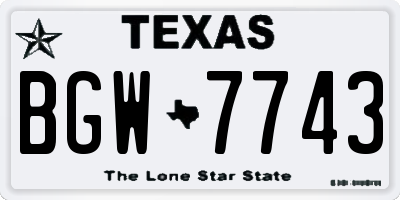 TX license plate BGW7743