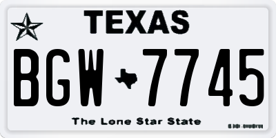 TX license plate BGW7745