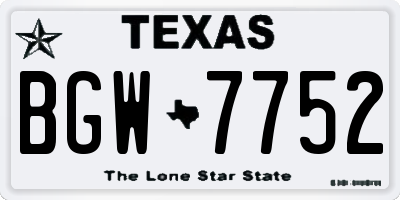 TX license plate BGW7752