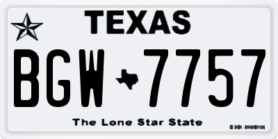 TX license plate BGW7757