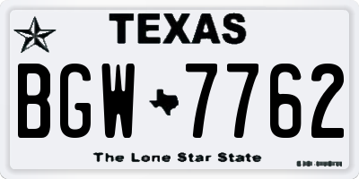 TX license plate BGW7762