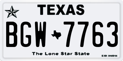 TX license plate BGW7763