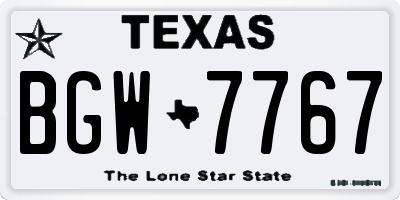 TX license plate BGW7767