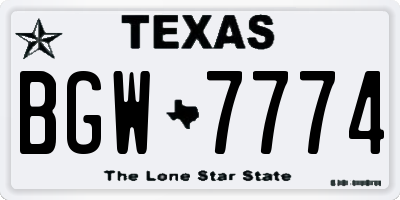 TX license plate BGW7774