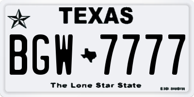 TX license plate BGW7777