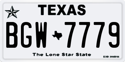 TX license plate BGW7779
