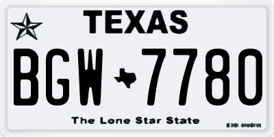 TX license plate BGW7780