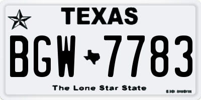 TX license plate BGW7783