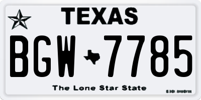 TX license plate BGW7785