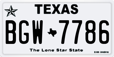 TX license plate BGW7786