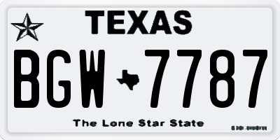 TX license plate BGW7787