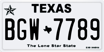 TX license plate BGW7789