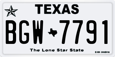 TX license plate BGW7791