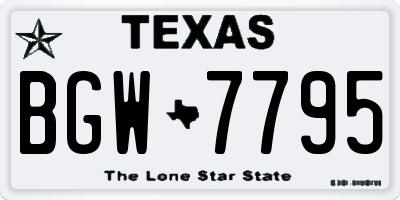 TX license plate BGW7795